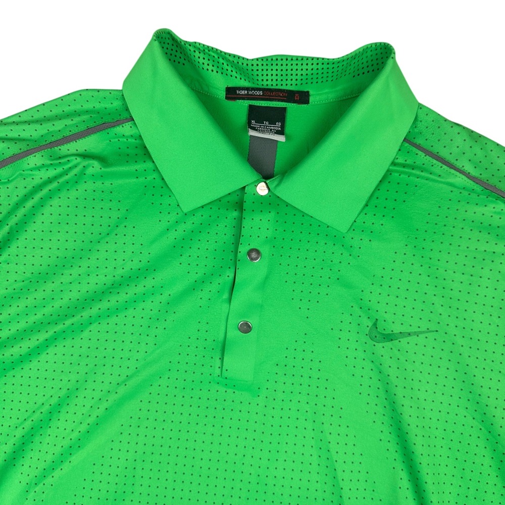 Nike Tiger Woods Collection Golf Polo Shirt Green Dri-FIT Mens XL Short Sleeve
